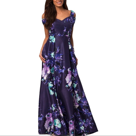 Sangria•Floral Printed A-Line Dress - Picture 2 of 14